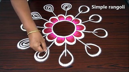 Beautiful rangoli designs with colours   simple freehand kolam   muggulu without dots