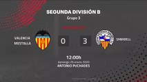 Resumen partido entre Valencia Mestalla y Sabadell Jornada 22 Segunda División B