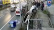 Trabzon'da ilginç kaza: duvarda asılı kaldı