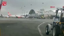Rüzgâr havaalanının çatısını uçurdu