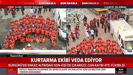 Elazığ depreminde arama kurtarma çalışmaları sona erdi! Can kaybı 41'e yükseldi!