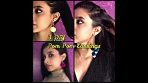 3 DIY Pom Pom Earrings | how to make pom pom earrings at home | learn to make jewellery at home |  how to make earrings tutorial |
