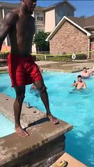Poolside Backflip Almost Ends Badly