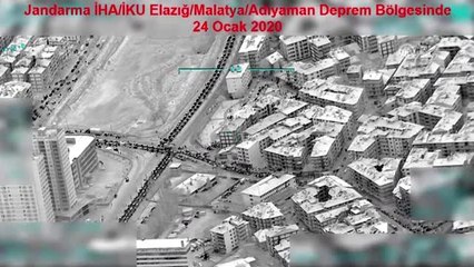 Jandarma İHA tarafından depremden sonra başlayan ve devam eden çalışmalar görüntülendi