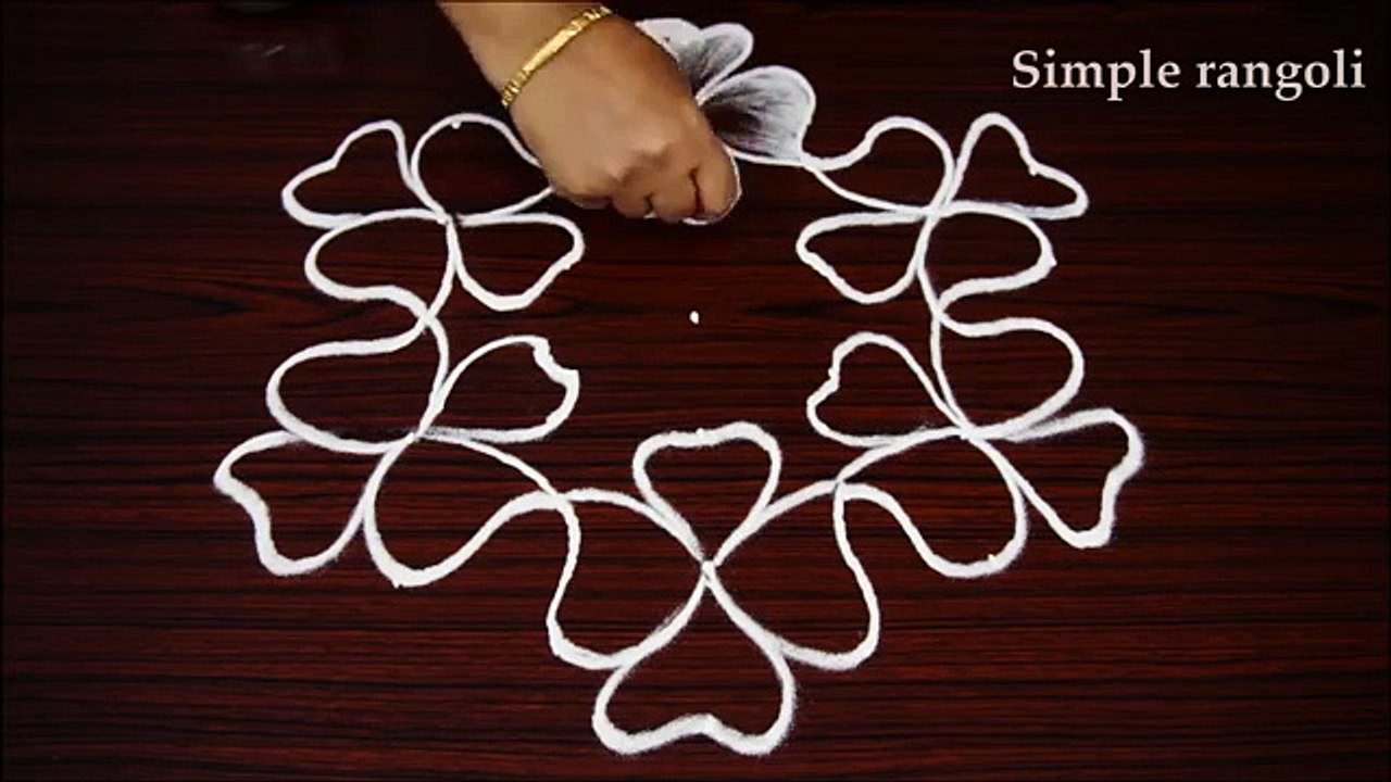 Beautiful Simple Annd Easy Flower Rangoli design with dots   Very Easy Flower Kolam For Kids 2020