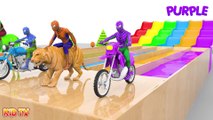 LEARN COLORS for Children W Spiderman and Superheroes Cycles Racing w Street Vehicles for Kids -28