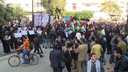 Palestinians in Gaza Strip protest against Trump's Middle East peace plan