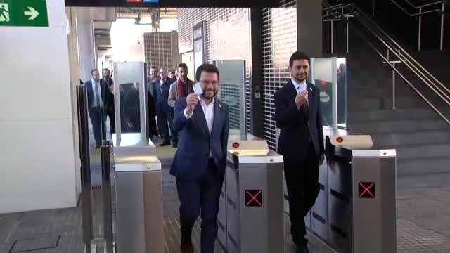 Torra inaugura junto a Colau y Aragonès una nueva estación de metro en Barcelona