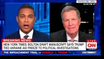 John Kasich on Breaking news: New York Times: Bolton draft manuscript says Donald Trump tied Ukraine aid freeze to political investigations. #DonaldTrump #NewYork #JohnBolton #NewYorkTimes #Ukraine