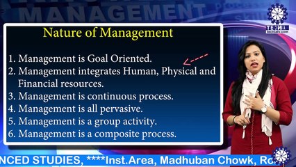 BBA || Ms. Sheetal Badesra || Nature of Management || TIAS || TECNIA TV