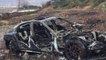 Ora News - Aksident në aksin Lezhë-Shkodër, makina del nga rruga dhe shpërthen në flakë