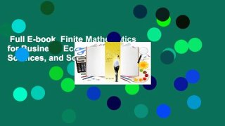 Full E-book  Finite Mathematics for Business, Economics, Life Sciences, and Social Sciences