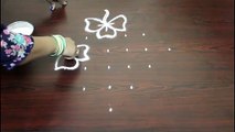 beginners flower kolam designs with 7 to 1 straight dots- muggulu designs with dots- rangoli designs