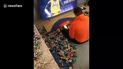 US artist builds realistic Kobe Bryant tribute with Rubik's Cubes
