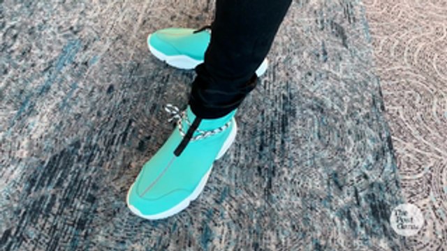 Eagles RB Miles Sanders Rocks John Geiger Sneakers On Radio Row