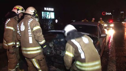 Yeni aldığı ikinci el otomobili kül olan sürücü o anları gülerek anlattı