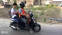 Dog Rides High Speed On Motorcycle Taxi