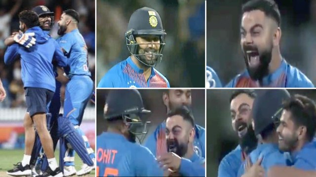 IND VS NZ 2020 : Virat Kohli Jumps Like A Kid, Runs To Hug Rohit Sharma After Super Over Victory