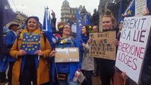 Anti-Brexit protesters gather on eve of exit of European Union