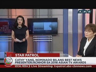 Cathy Yang, nominado bilang best news presenter/anchor sa 2016 Asian TV Awards