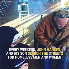 A Father And Son Are Taking Homeless People Out To Lunch