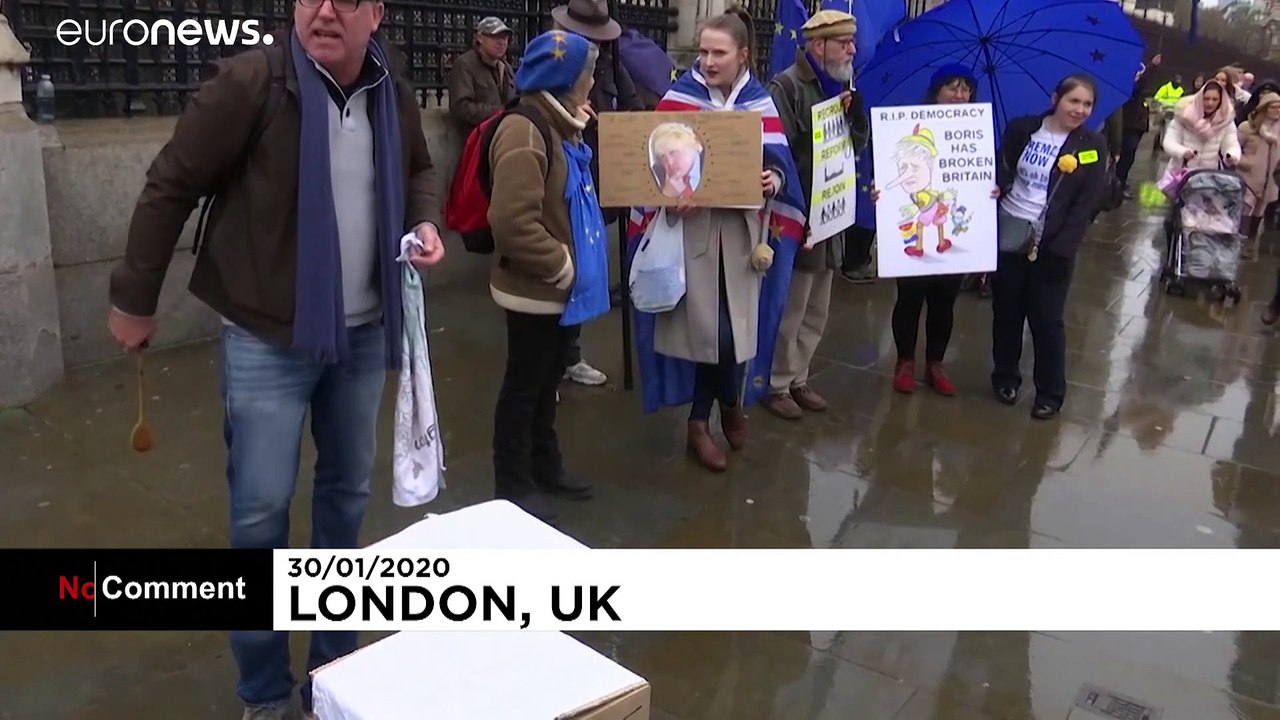 Sie demonstrieren gegen den Brexit