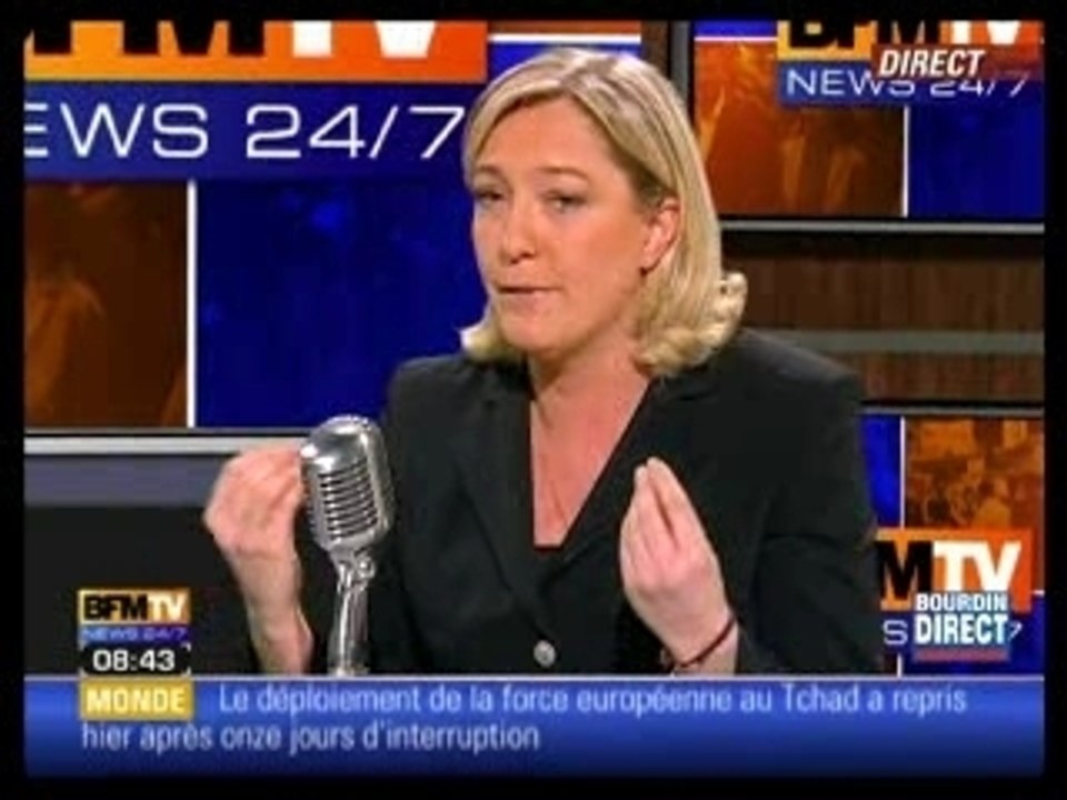 Marine Le Pen sur BFM TV invitée de JJ.Bourdin