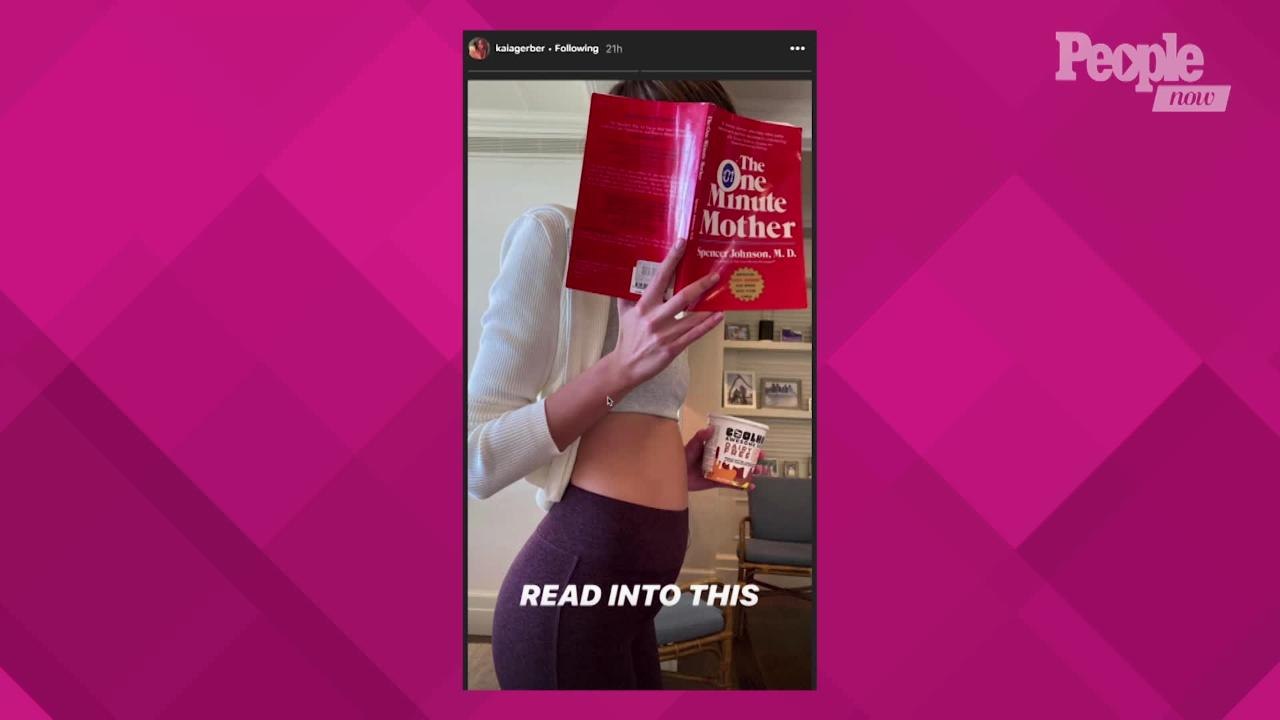 Kaia Gerber Shares Cryptic Message with Photo of Her Stomach While Reading Parenting Book