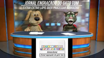 Jornal engraçado do gato tom: Lápis quer processar borracha! [Frases e Poemas]