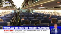 Coronavirus: les images du premier rapatriement de Français de Wuhan, avant leur décollage puis à bord de l'avion