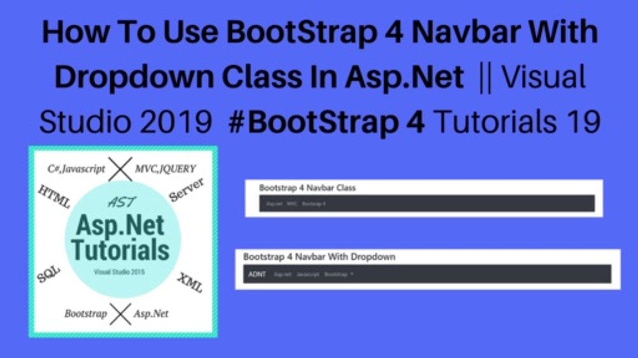 How to use bootstrap 4 navbar in dropdown class in asp.net || vs2019 #bootstrap 4 tutorials 19