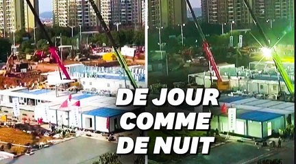 En une semaine de construction, les murs du nouvel hôpital de Wuhan sont déjà sortis de terre