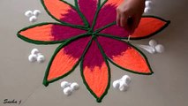 Beautiful rangoli design with colours l muggulu kolam rangoli l रंगोली डिजाइन l Rangoli by Sneha J