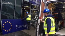 Brexit Day: Sign removed from European Commission in Northern Ireland