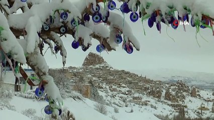 Karlarla kaplı peribacaları hayran bıraktı