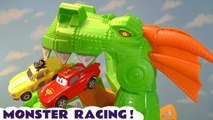 Disney Pixar Cars 3 Lightning McQueen in Hot Wheels Monster Racing Challenge with Funlings Paw Patrol Skye and Toy Story 4 Forky Family Friendly Full Episode English