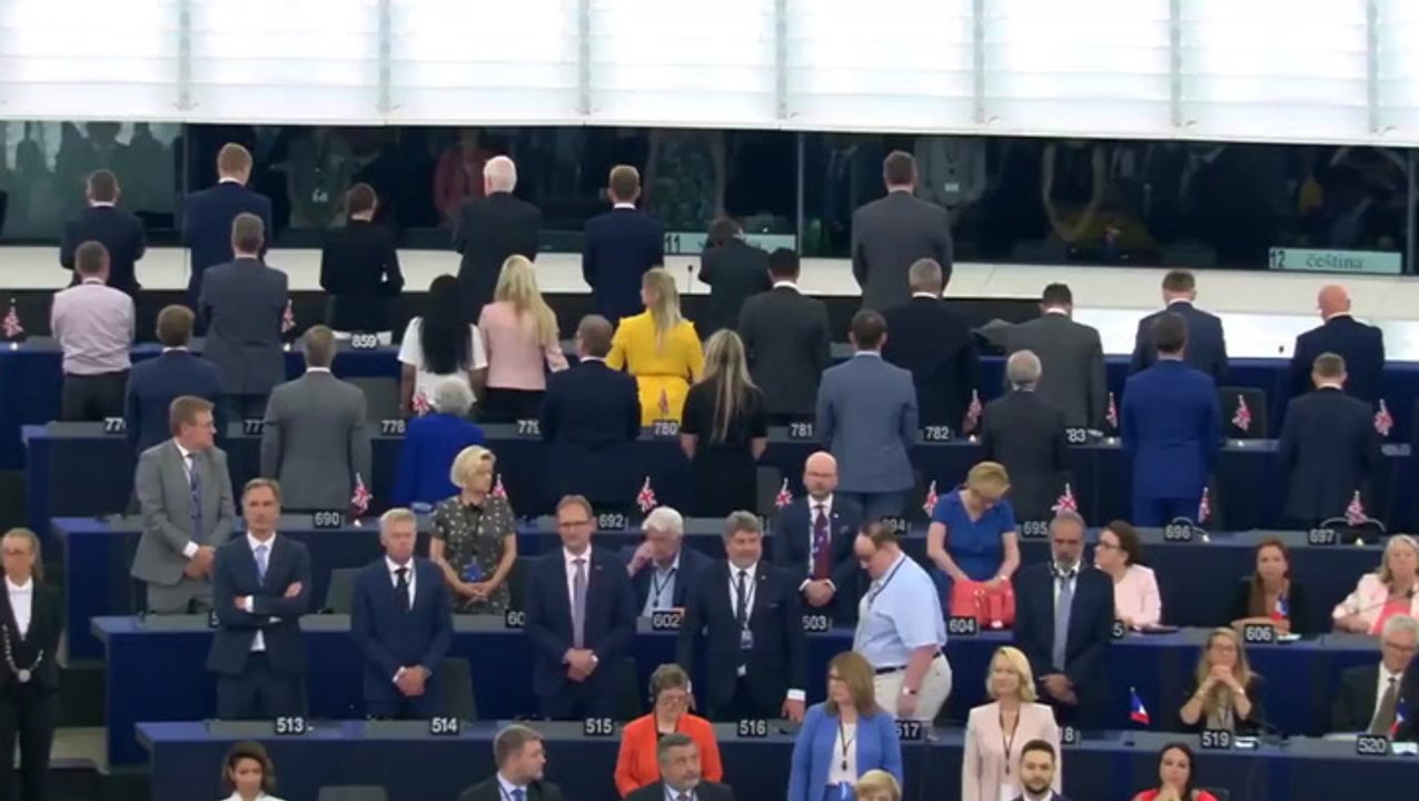 Brexit Party MEPs turn their backs on Ode To Joy performance