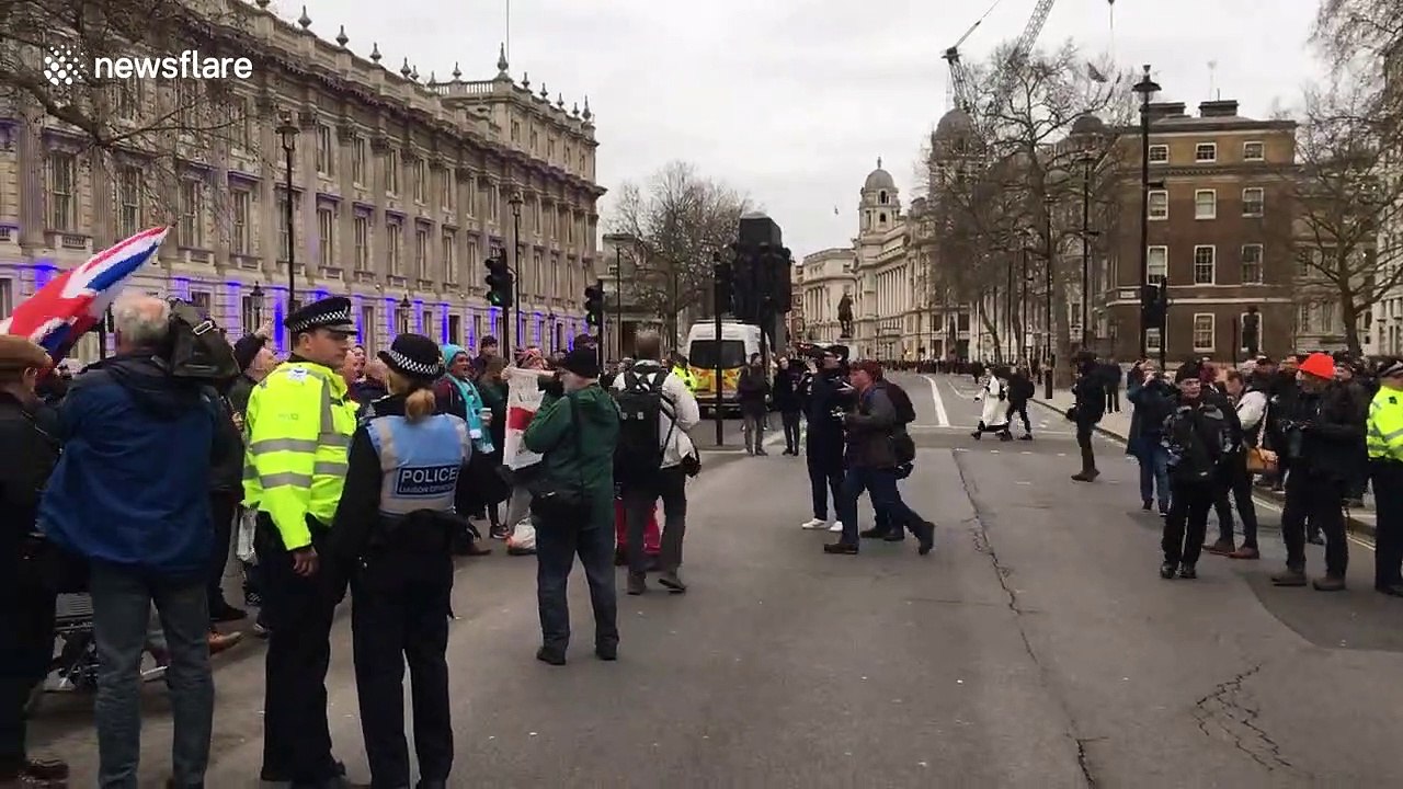 Brexit Day: 'You're not British anymore!' Leavers and Remainers face-off outside Downing Street
