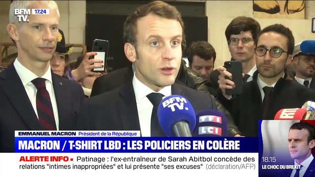 Story 2 : La colère des policiers face à Emmanuel Macron posant avec un t-shirt contre les violences policières - 31/01