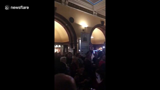 They're singing 'Rule Britannia' at a Brexit Day party at this Wetherspoon pub in London's West End
