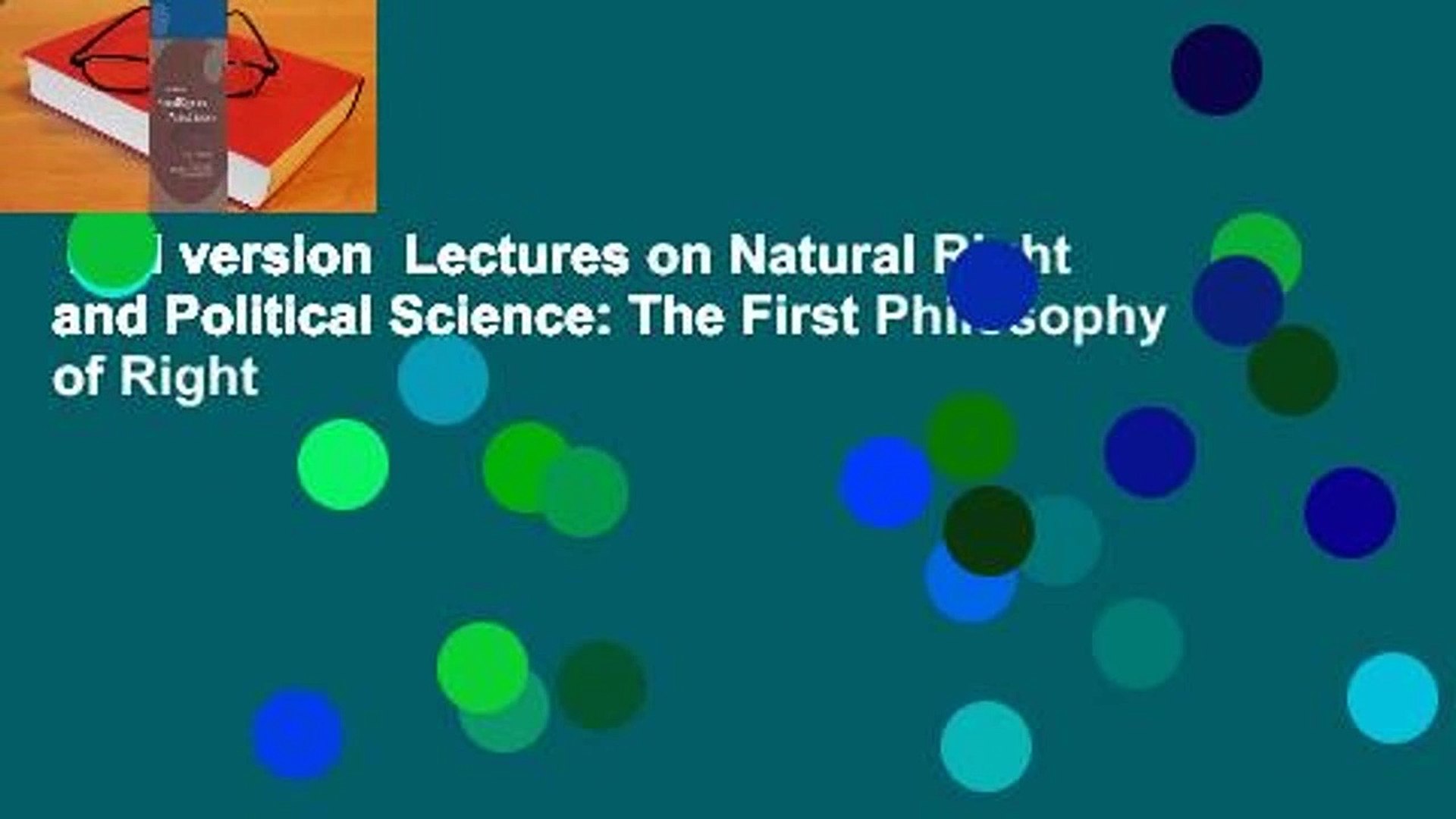 ⁣Full version  Lectures on Natural Right and Political Science: The First Philosophy of Right