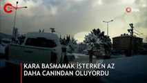 Kara basmadan yürümeye çalışan yayaya araba böyle çarptı