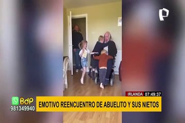 ¡Conmovedor! Abuelito en silla de ruedas se reencuentra con nietos después de 7 meses