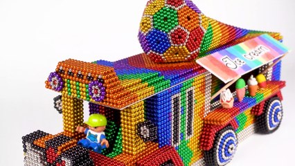 DIY Magnet Satisfying Video  How to make an Ice Cream Kitty Car using Magnetic balls_