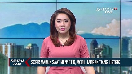 Pengemudi Diduga Mabuk, Sebuah Minibus Tabrak Tiang Listrik di Kebayoran Baru