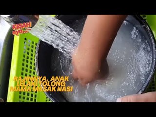 Rajinnya, Anak Lelaki Tolong Mama Masak Nasi