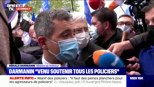 Tous les matins quand je me lève, tous les soirs quand je me couche, je pense à vous : Gérald Darmanin est venu soutenir les policiers au rassemblement des forces de l'ordre à Paris