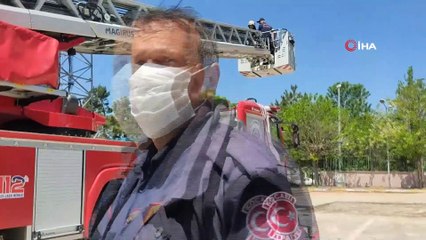 Baygınlık geçiren işçi 30 metrelik baz istasyonunda mahsur kaldı