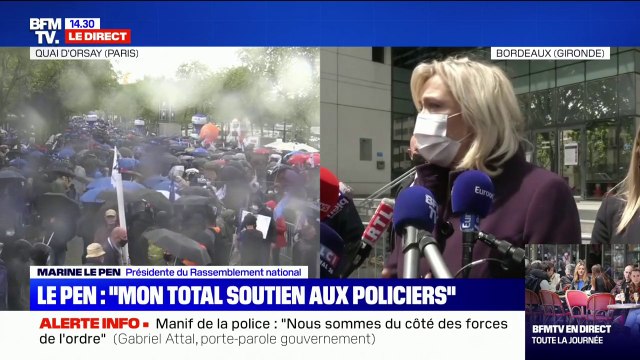 Marine Le Pen (RN): Il faut qu'on ne puisse plus toucher à un policier sans que les conséquences pénales soient extrêmement dures.