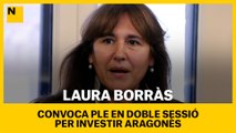 Borràs convoca ple en doble sessió per investir Aragonès: dijous i divendres